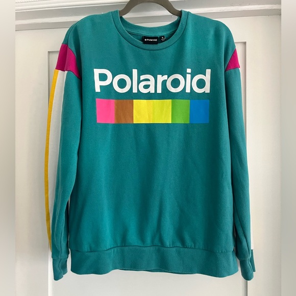 Polaroid Mens Teal Sweatshirt with Colorful Stripes clean - Picture 3 of 9